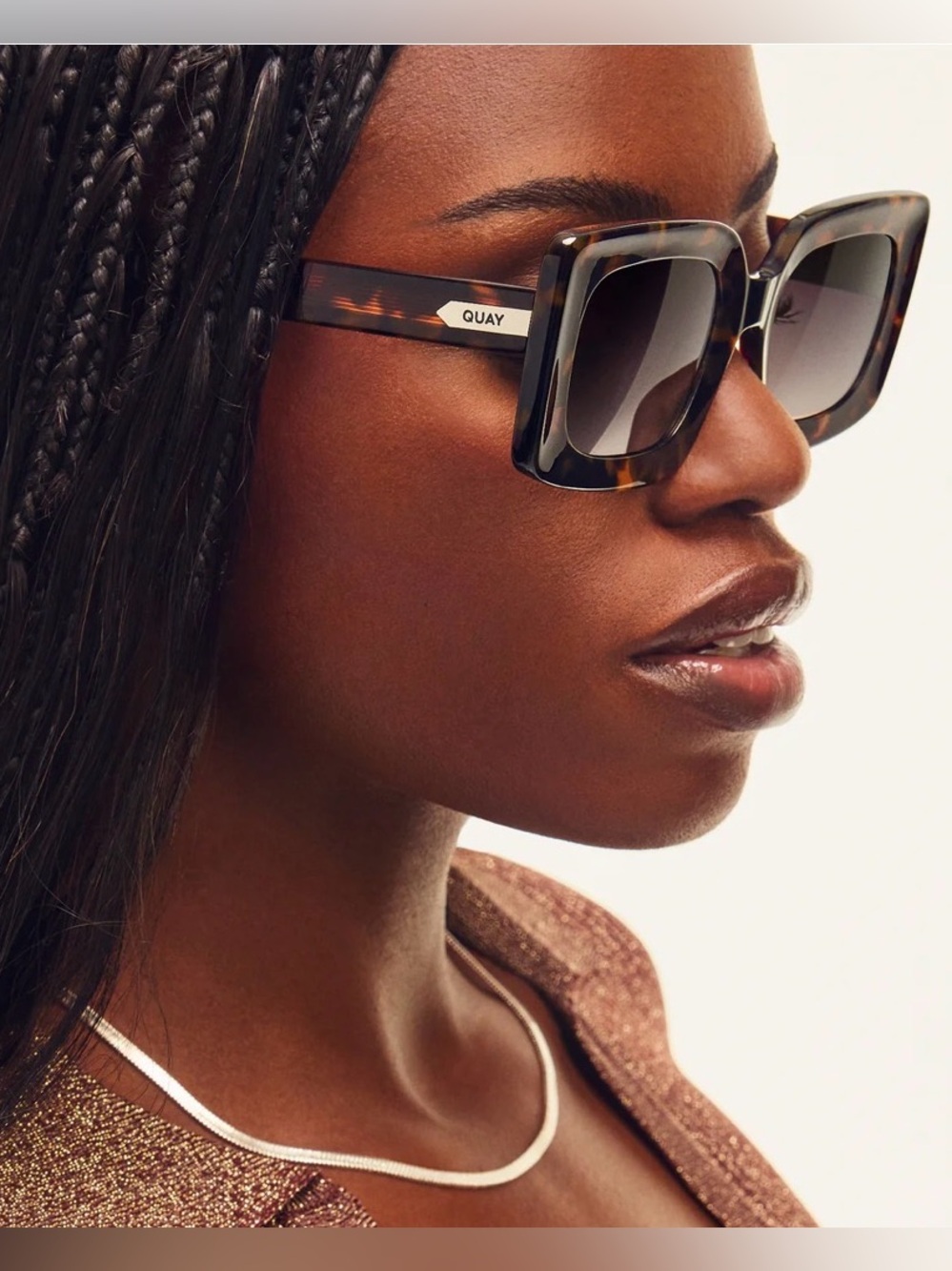 Quay Australia Talk Show Oversized Black Rectangular Sunglasses - Picture 8 of 8